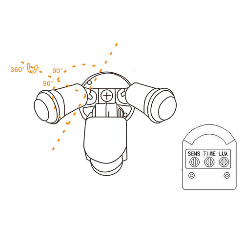 Led outdoor double heads(swivel) wall lighting fixture IP65 with sensor PIR 1.jpg
