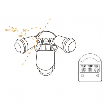 Outdoor double heads(swivel) wall lighting fixture IP44 with sensor PIR